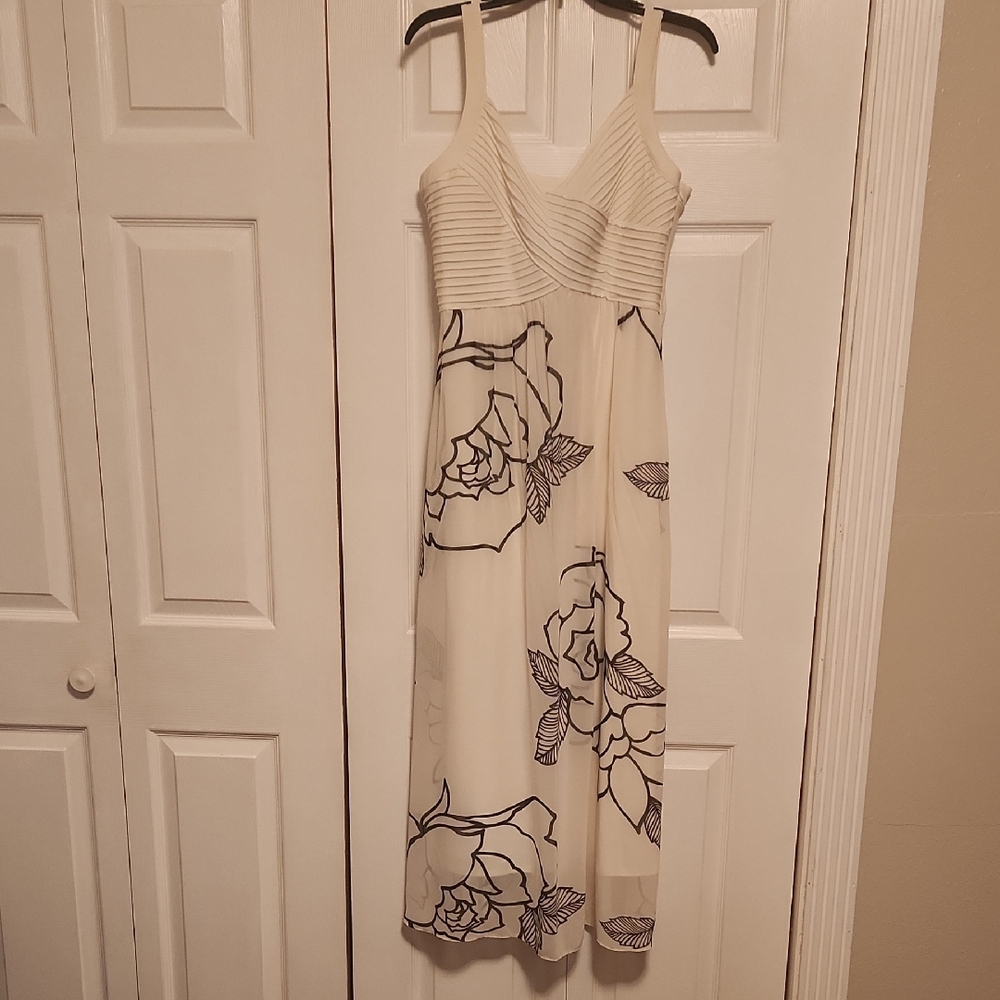 Cream Sleeveless Midi Sundress with Spaghetti Straps